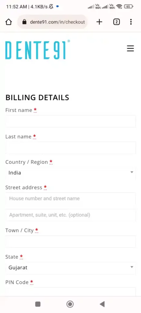 Enter All the Account Details Also Your Delivery Address