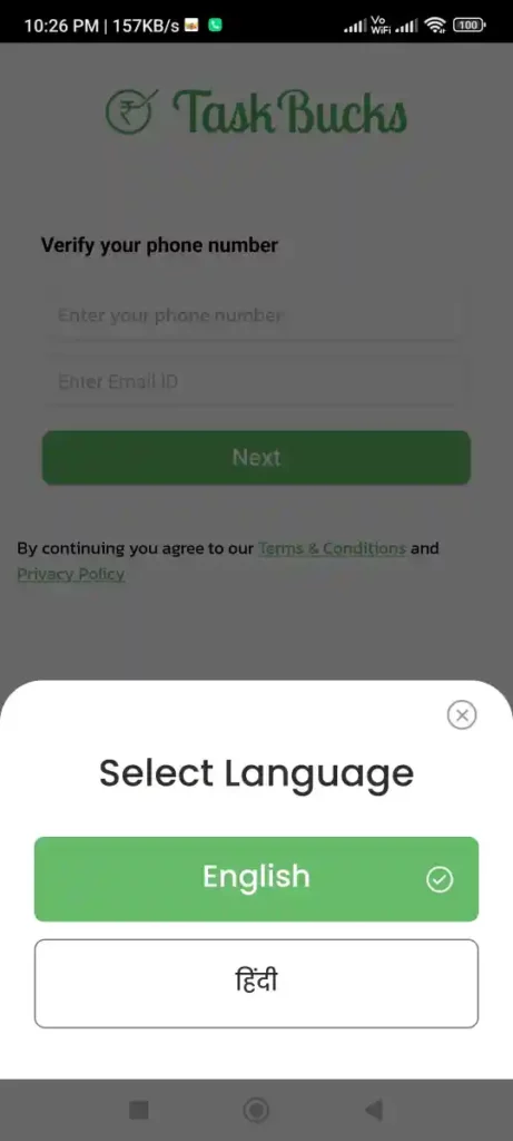 Tasks Bucks Application Normally on Your Phone.
