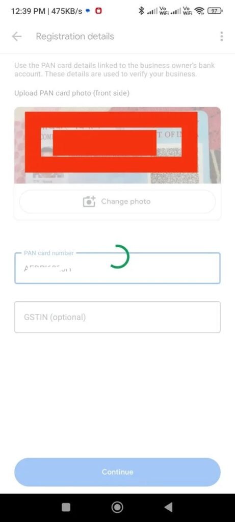 Put the Pan Card Number